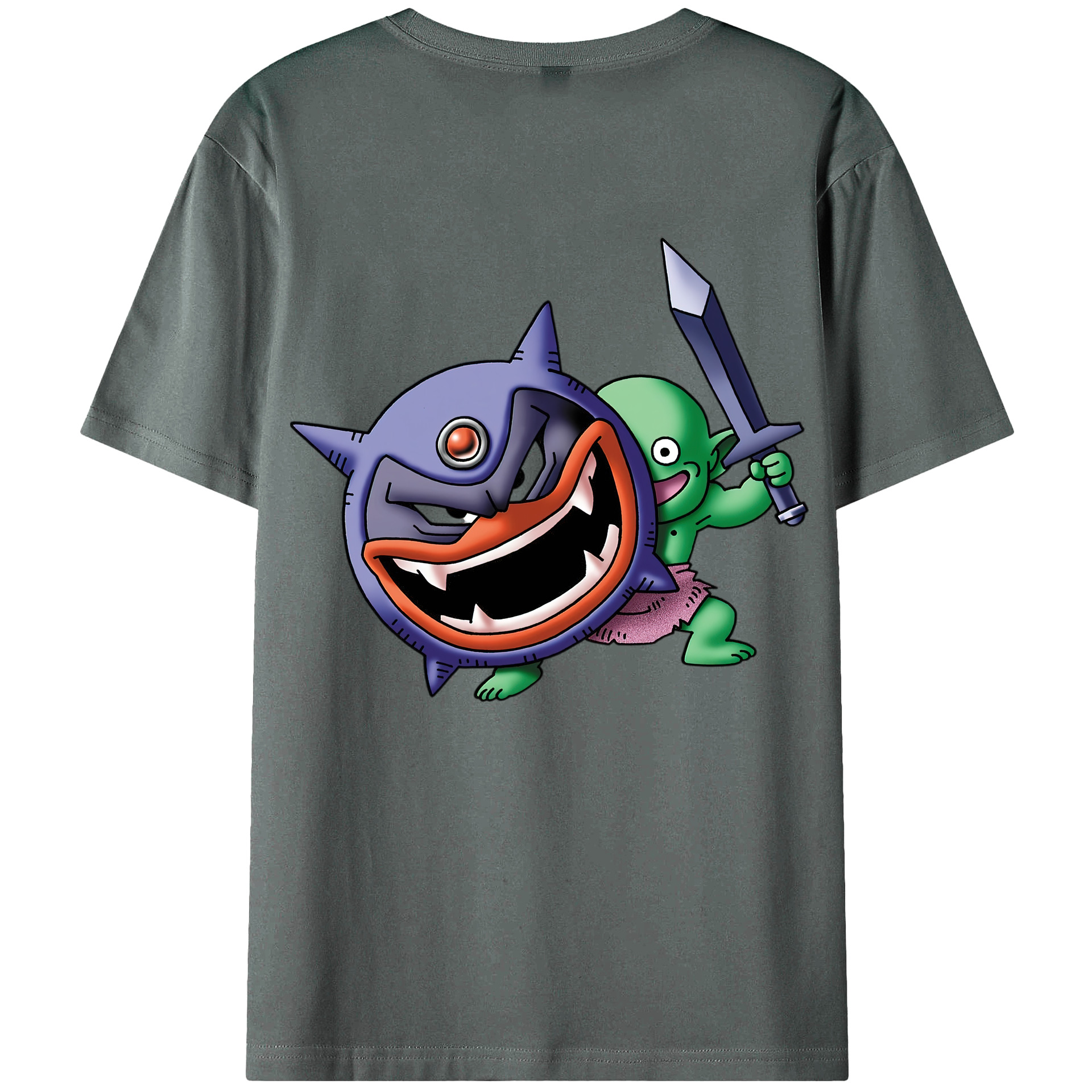 （画像用） ドラゴンクエスト Doragon Kuesuto Dragon Quest 綿100％ メンズ半袖Tシャツ（バックプリント） 通気性